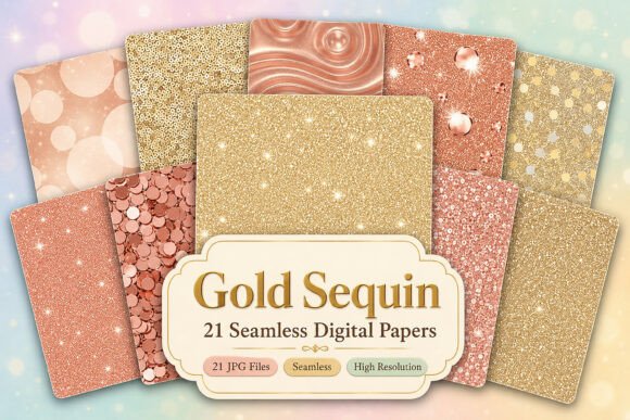 Download Gold Sequin Seamless Patterns - Premium Bundle